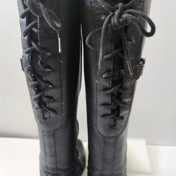 Nero Giardini Leather Boots Y2K Made In Italy Side Zipper - Back Lace-up detail - Picture 6 of 12